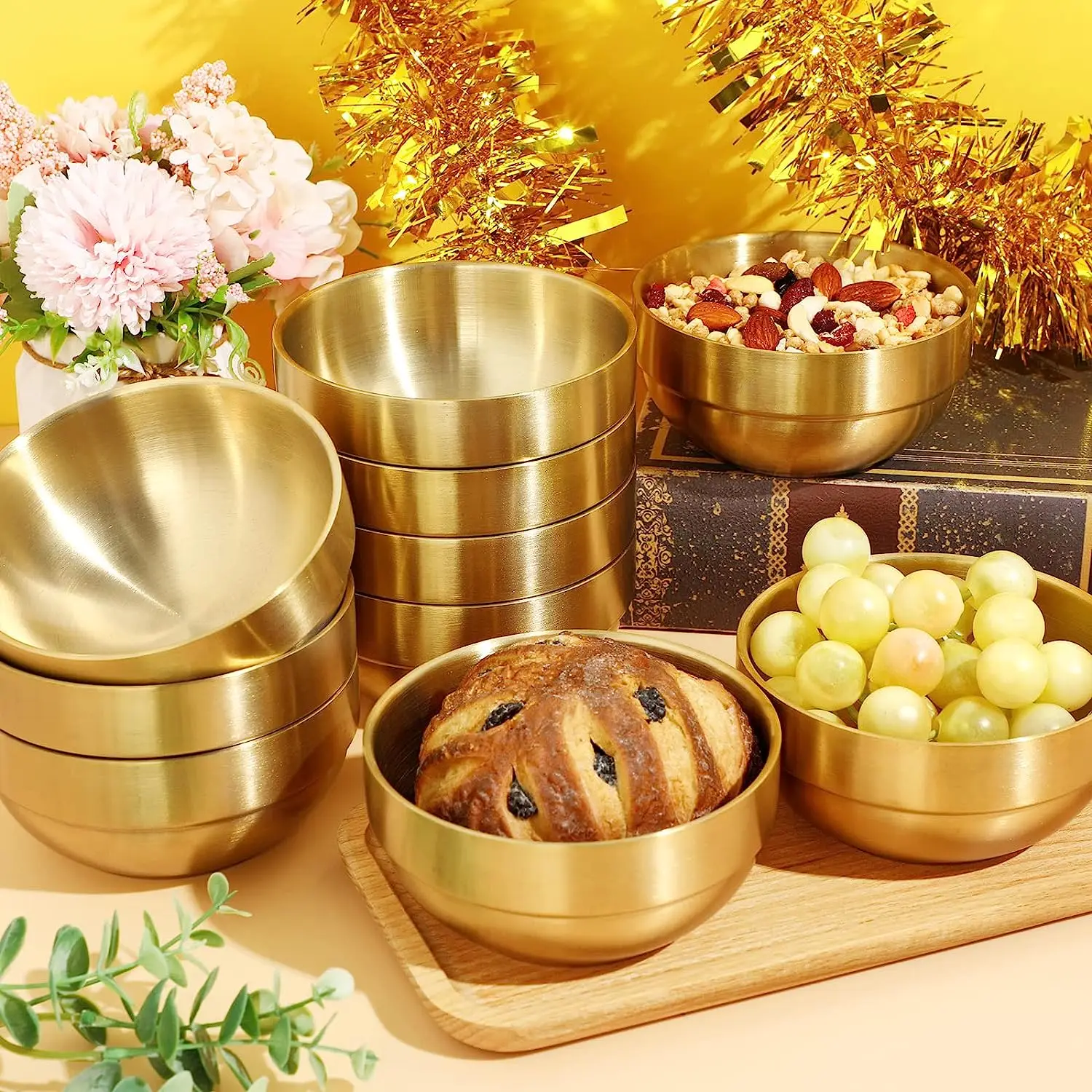 Ballantine's Gold Seal FIELD KOMPO 食器セット Korean Style Double Wall Stainless Steel Bowls for Soup, Pho