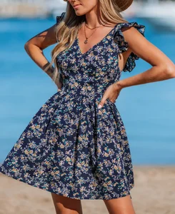 Women's Dress Short Sleeve Printing Floral Casual  Vintage Dress