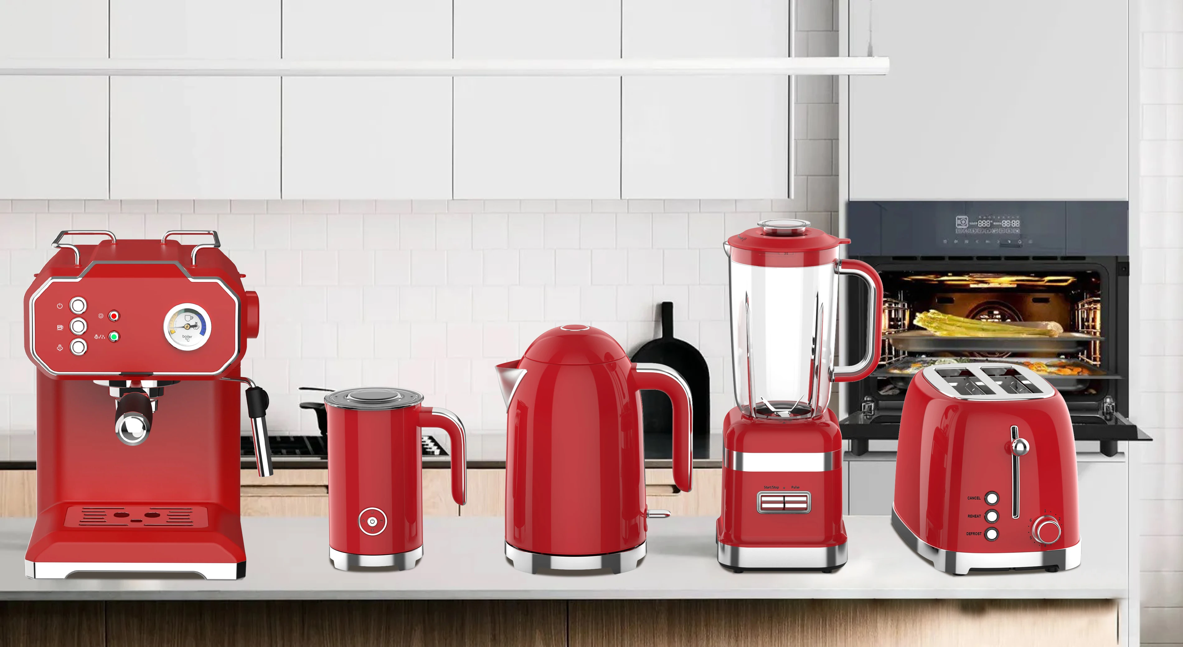 Coffee Machine Electric Home Appliance Sets Retro Toaster Stainless