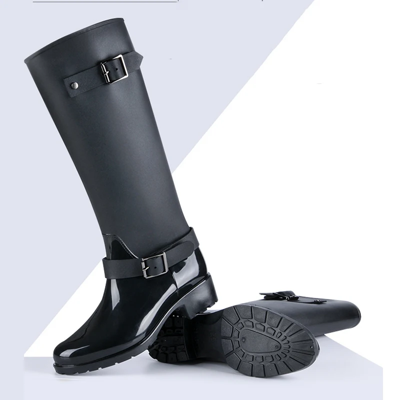 Custom Rubber Gumboots Women Waterproof Thick Thin Wellington Ladies PVC Rain Boots With Zipper for Woman