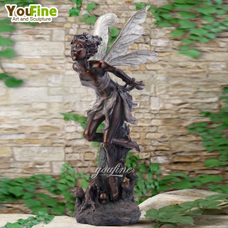 Custom Large Outdoor Garden Decor Antique Bronze Fairy Statue Brass