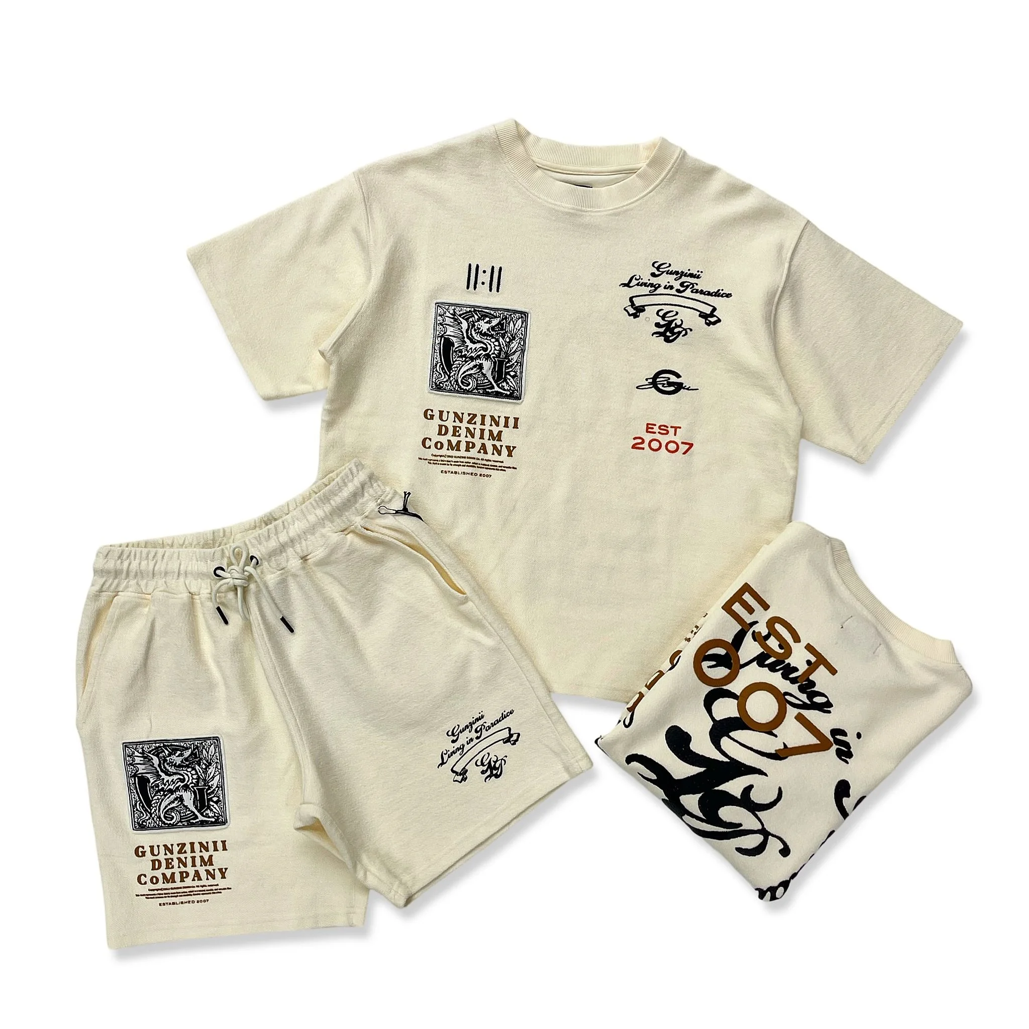 DCY Smiling Expression Casual 2 Piece Short Sleeveless Set,Men Summer Set T Shir