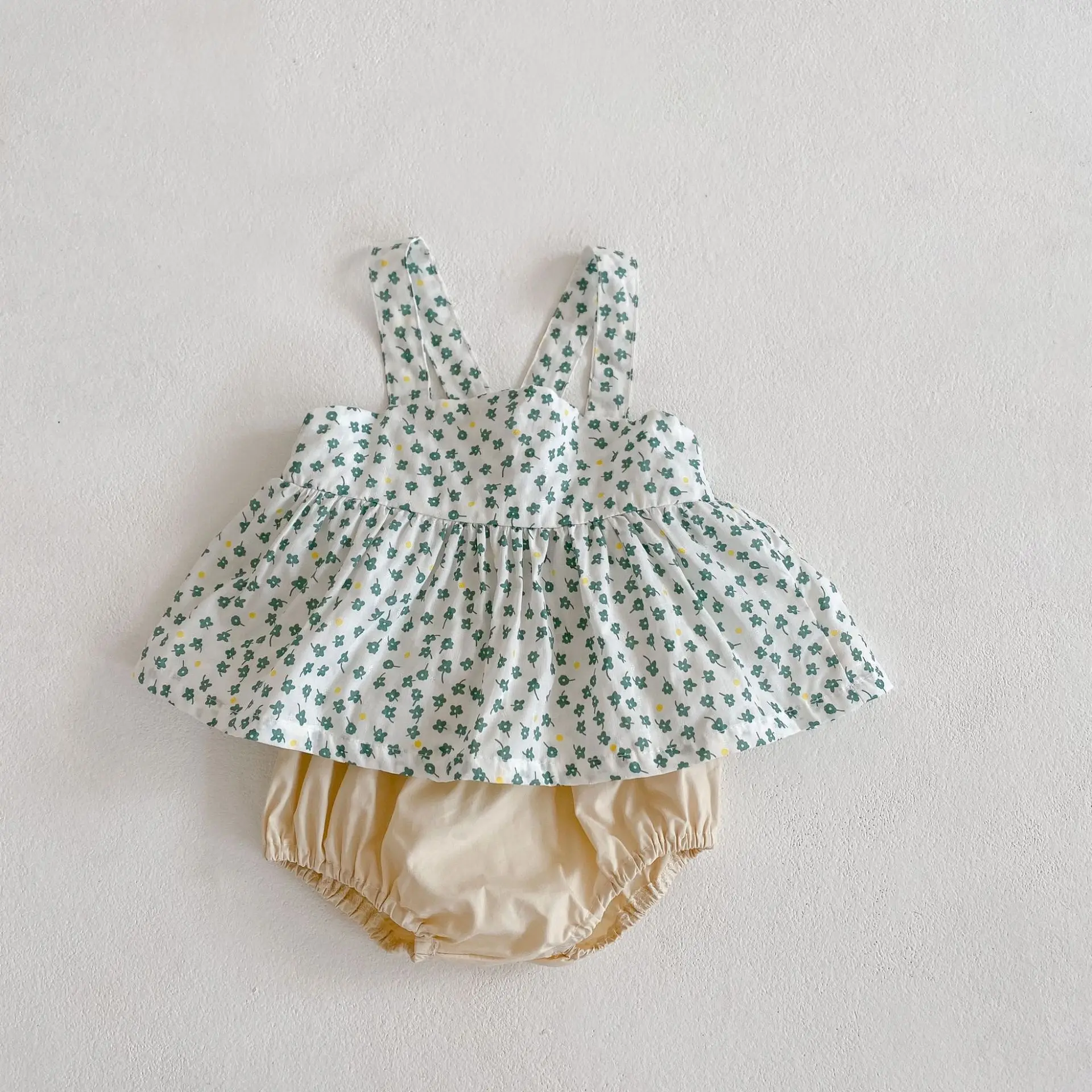 Ins 2021 Baby Summer Sets Infant And Baby Little Floral Suspender Shirt