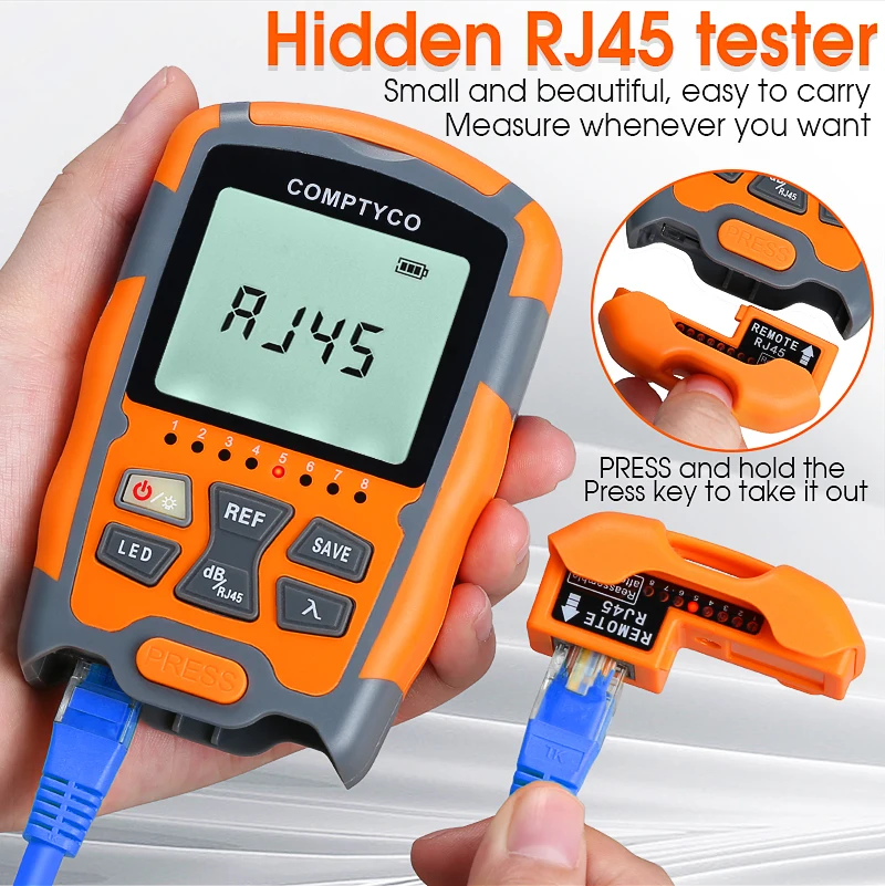 COMPTYCO High precision Fiber Optic Tester AUA-M7/M5 OPM with LED and RJ45 tester Fiber Optic Equipment Mini Optical Power Meter details