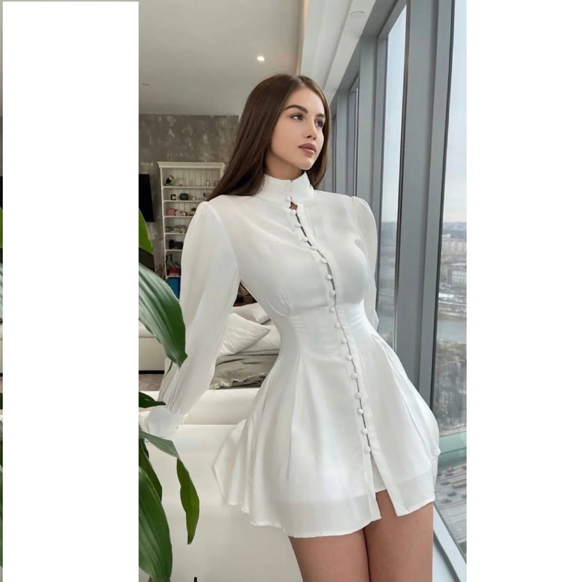 Formal Office Suit Short Skirt Dresses Women Casual Sexy Long Sleeved V ...