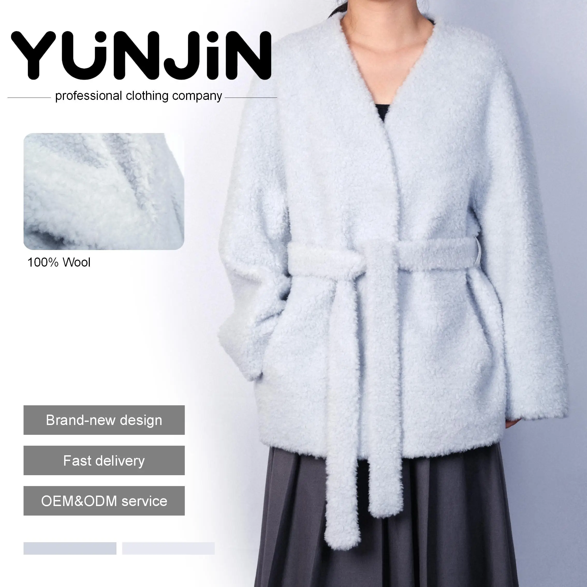 YUNJIN Winter Luxury Handmade Solid Color Strap Cardigan
