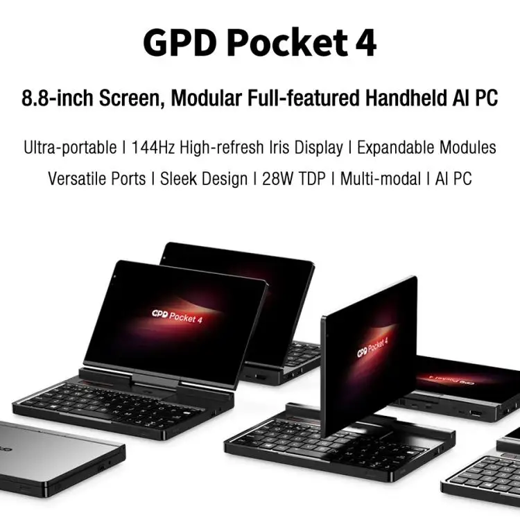 GPD Pocket 4 Handheld Gaming PC - 16GB+1TB, Win 11 Home