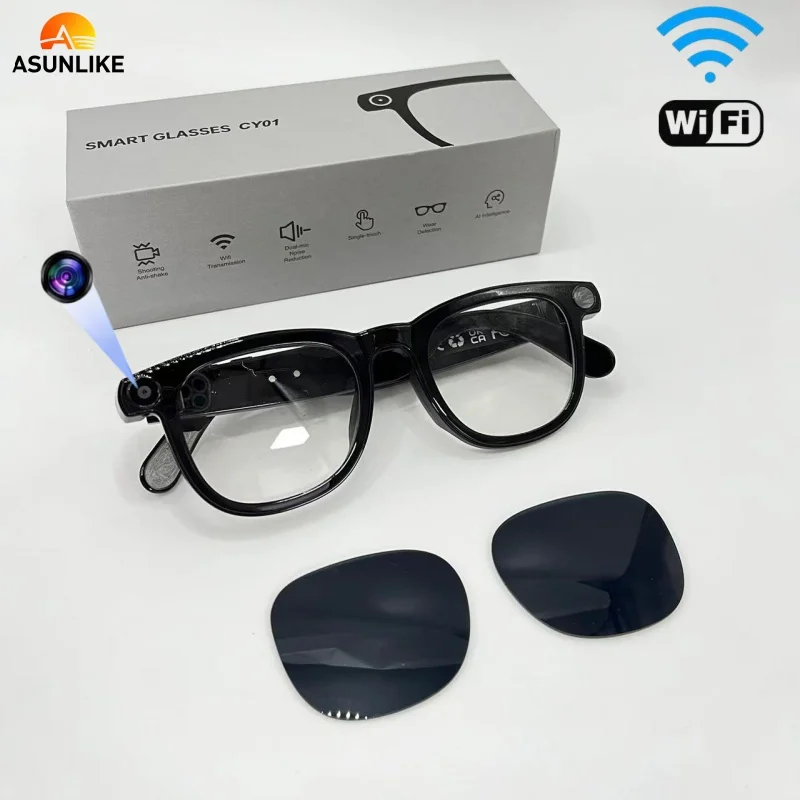 Gafas de Sol Inteligentes CY01 para Grabar Fotos y Vídeos, Lentes con  Traductor IA, Audio y WIFI con Cámara