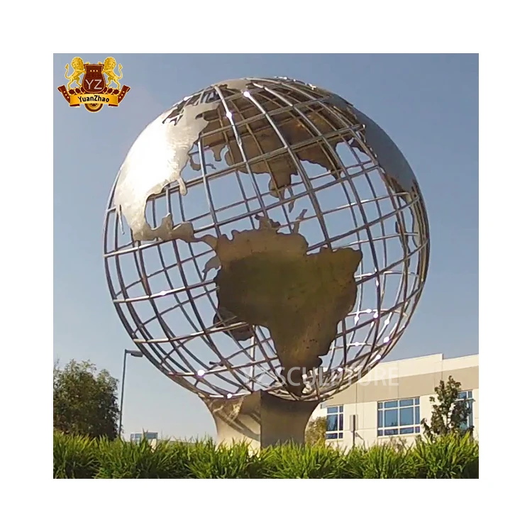 Outdoor Earth Big Globe World Map Stainless Steel Sculpture Large Outdoor Metal Stainless Steel
