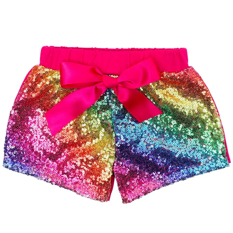 Digirlsor Baby Girls Sequin Shorts Toddler Kids Bowknot Cotton Short Pants Sparkles on Front,0-5Y 