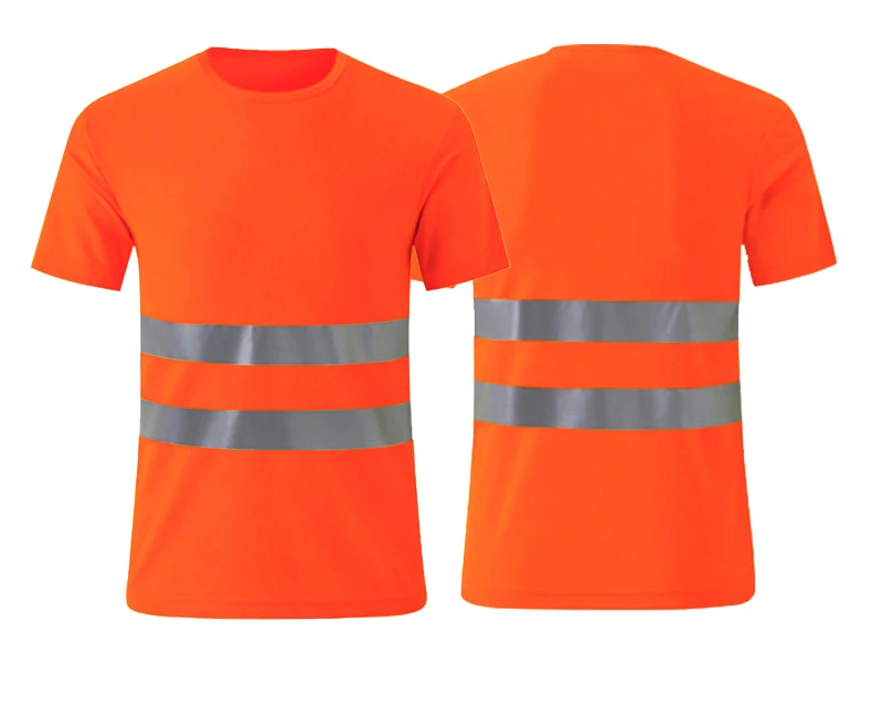 Reflective Road Safety Short Sleeve Breathable Workwear Plain T Shirt Wholesale Work Clothing Green T Shirts