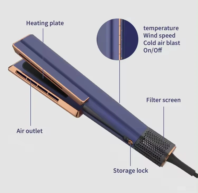 Five Plus New Negative Ion Airflow Rebonding Straightening Drying Airstyler 2 in 1 Professional Hair Dryer Straightener