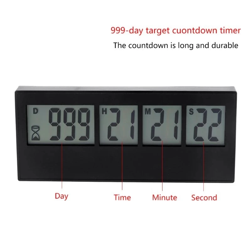 999 Days Countdown Clock LCD Digital Screen Kitchen Timer Event Reminder for Wedding Retirement Lab Cooking Kitchen