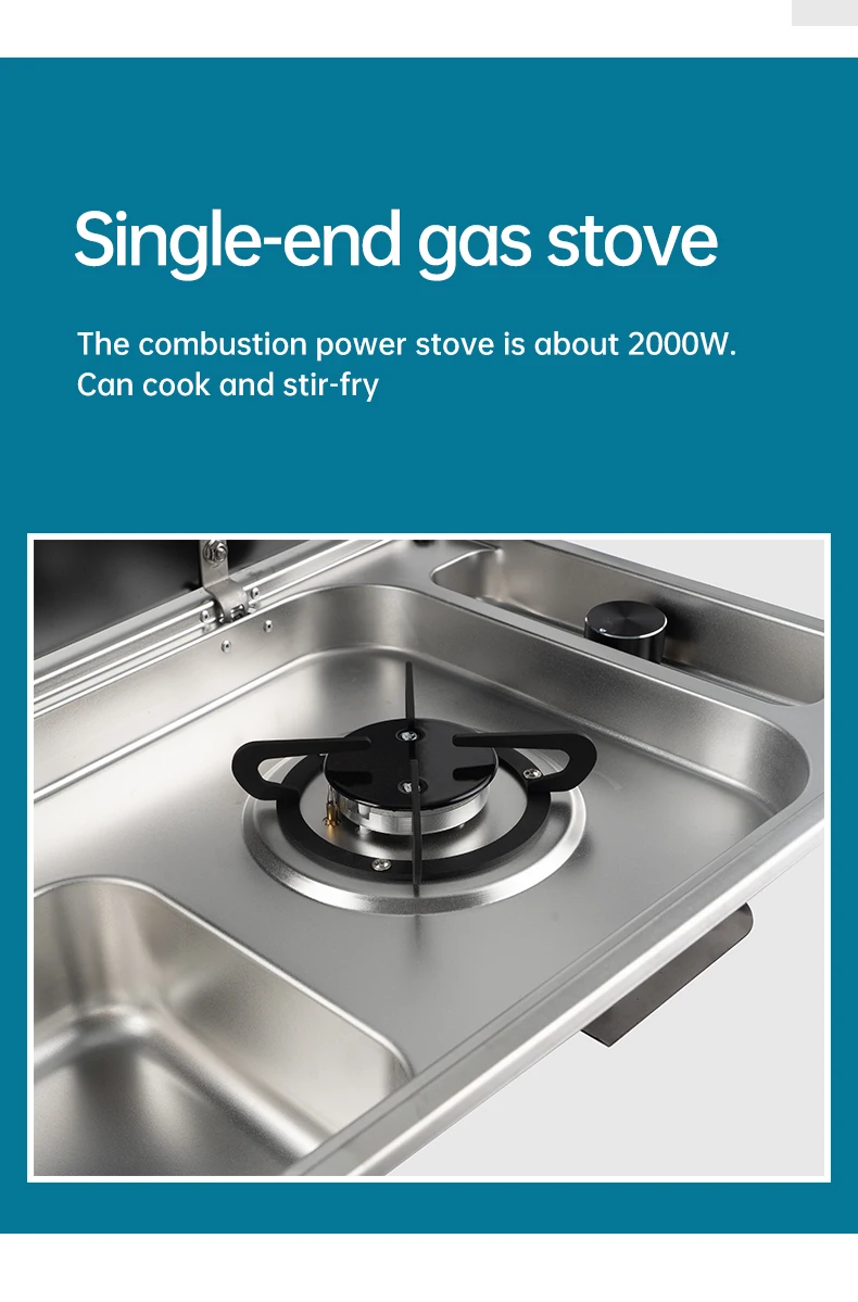 Stainless Steel One Burner Gas Stove And Sink For Rv Caravan Motorhome