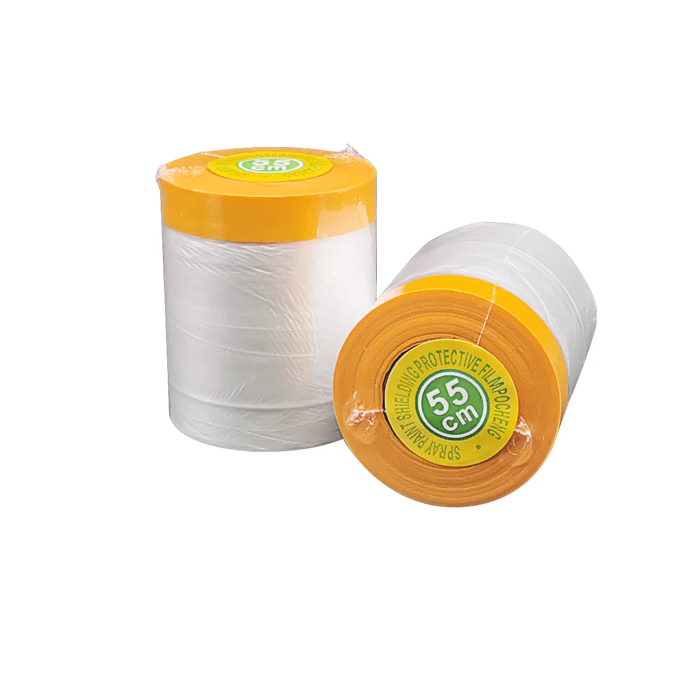 Inkurie 5-Roll Pre-Taped Masking Film – 22” X 65ft Per Roll, Paint & Dust Cover With Electrostatic Grip, For Auto, Walls, Furniture