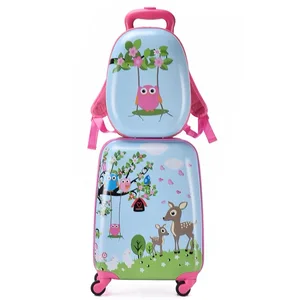 Customized Designs 16 Inch Abs Pc Kids Trolley Carry on Luggage with Backpack for Children