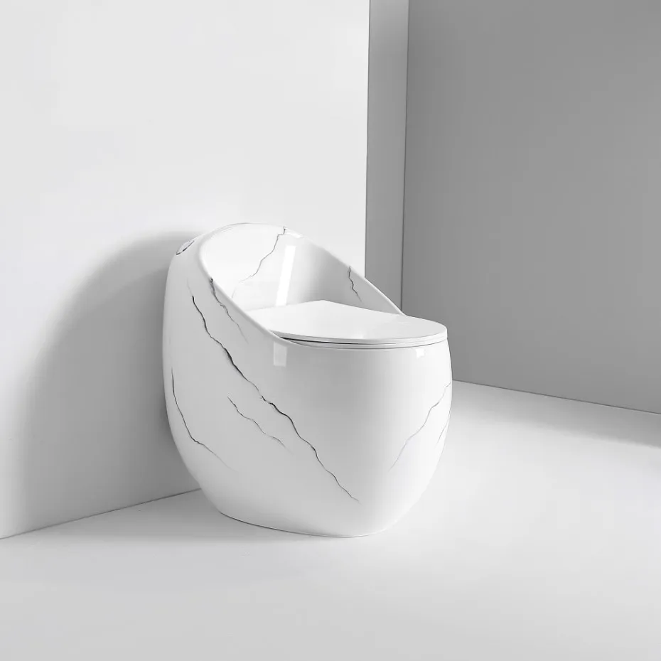 Marble White Egg Shape Wc Sanitary Ware - Dual-Flush Toilet