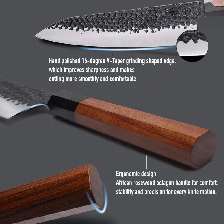 8-Inch Japanese Forged Kitchen Knife with Wood Handle German Carbon Steel G10 From Manufacturers Collection