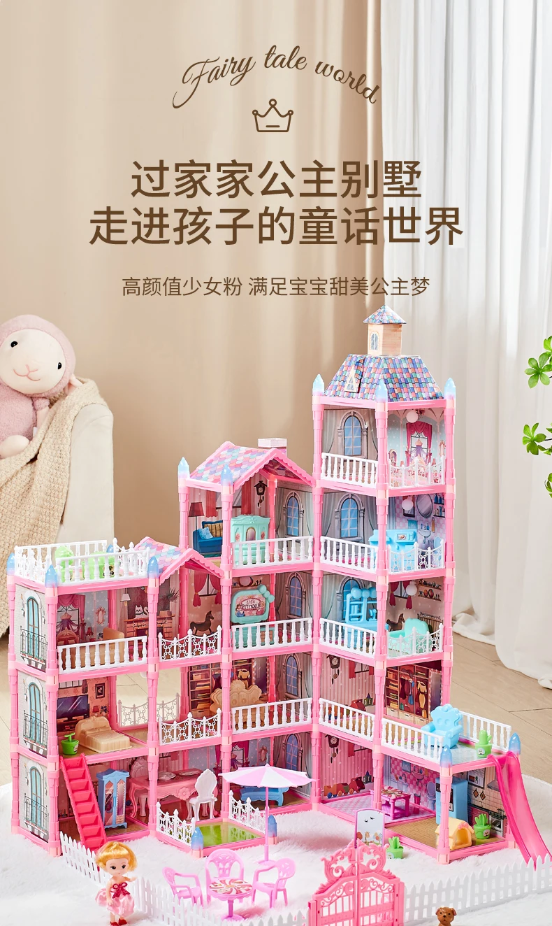 Little Dollhouse With Pet Furniture Pet House Toy With Mini Dog Plant