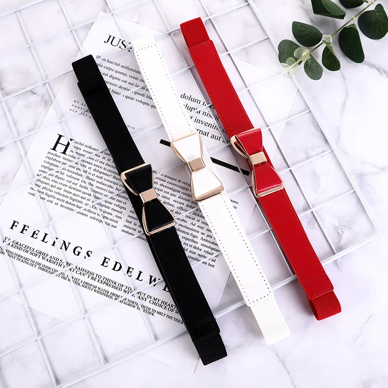 Women Elastic Belt Metal Buckle Retro Stretch Skinny Ladies 