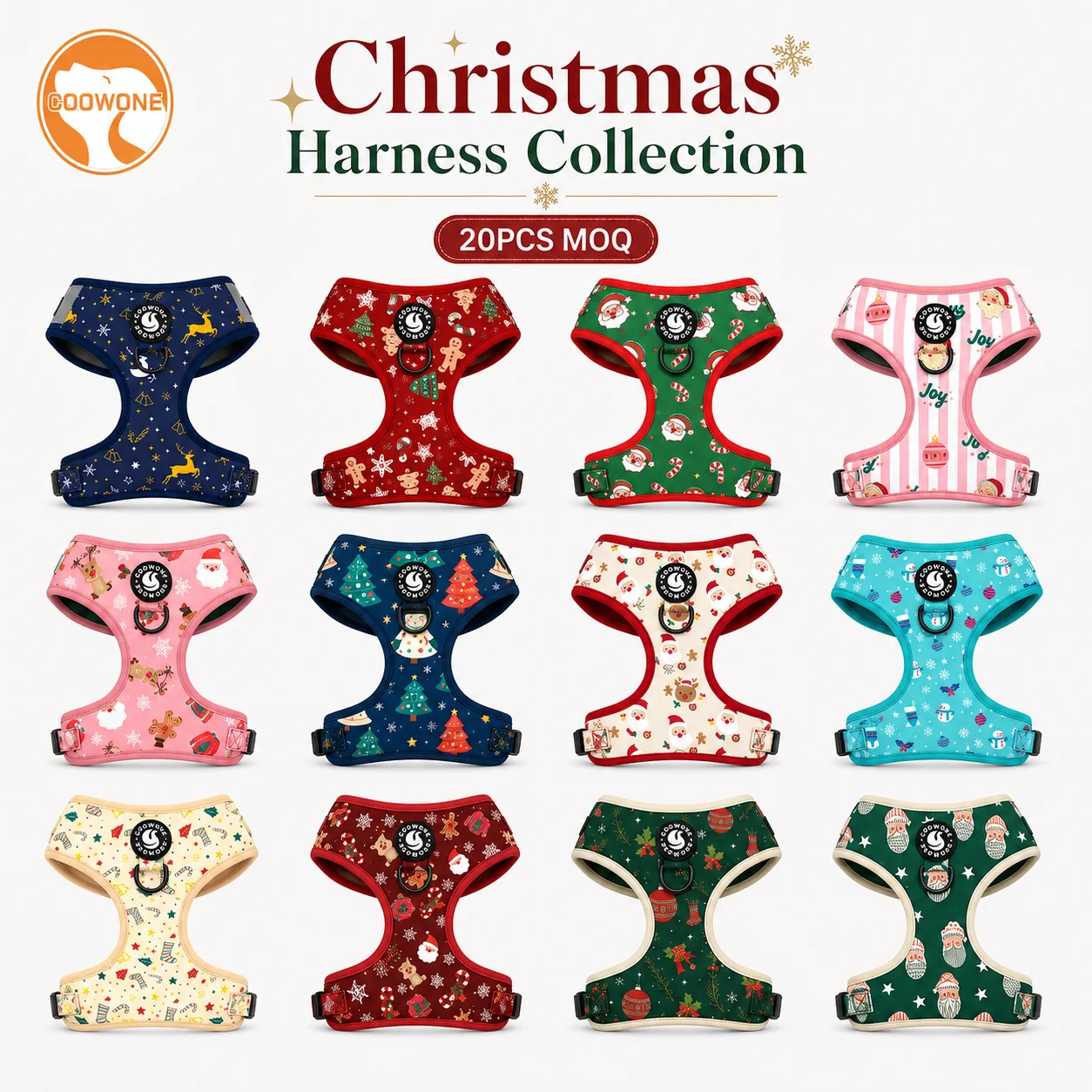 Wholesale Custom Christmas Dog Harness Set | OEM Cartoon Pattern | coowone H8272b1a5a8cf47a68d2959eaf409b45e9