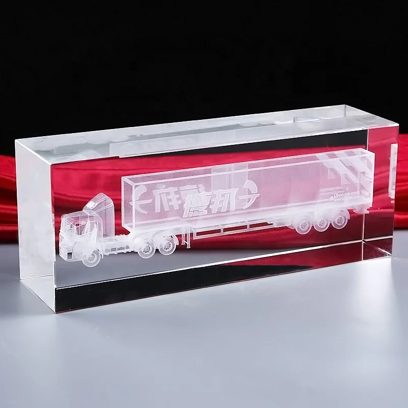 中国3Dレーザー刻印クリスタルライオン長方形クリスタルブロック