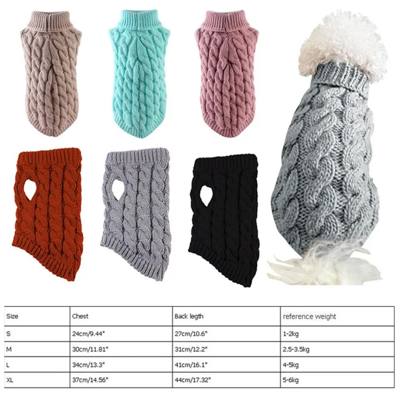 product-750-750 Autumn Winter Pet Dog Sweater Fashionable Solid Color Twist Knitted Warm Clothing Comfortable XL Size Multiple Colors Available