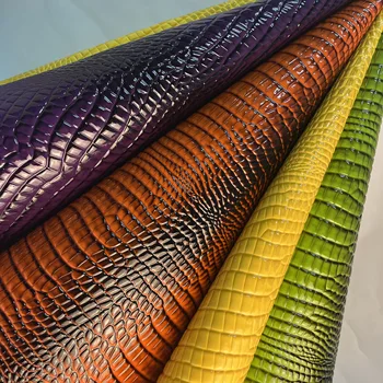 Wholesale Crocodile Synthetic PVC Leather Fabric Rolls Custom Printed Artificial Material Stocklots for Shoes and Bags