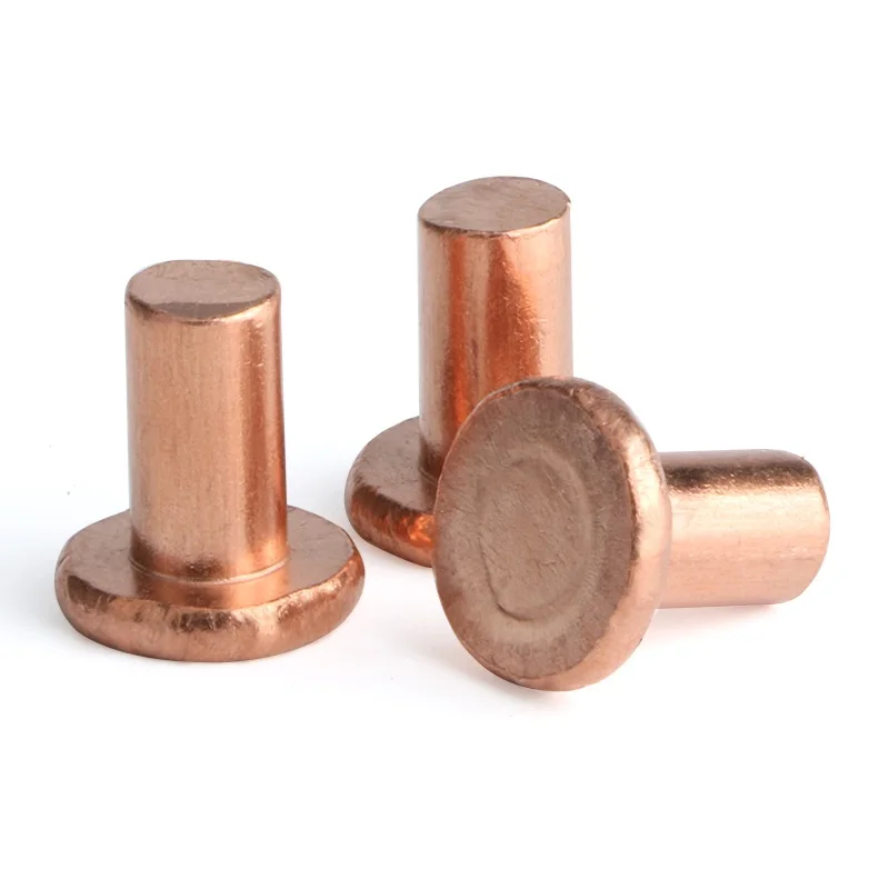 Flat Head Solid Rivet Copper Rivet 4mm Diameter Length 30mm for Use of Electrical Equipment