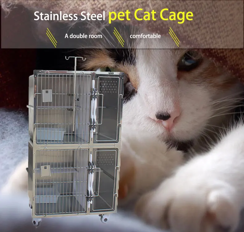 Veterinary Stainless Steel Cat Treatment Cage With Infusion Poles Buy