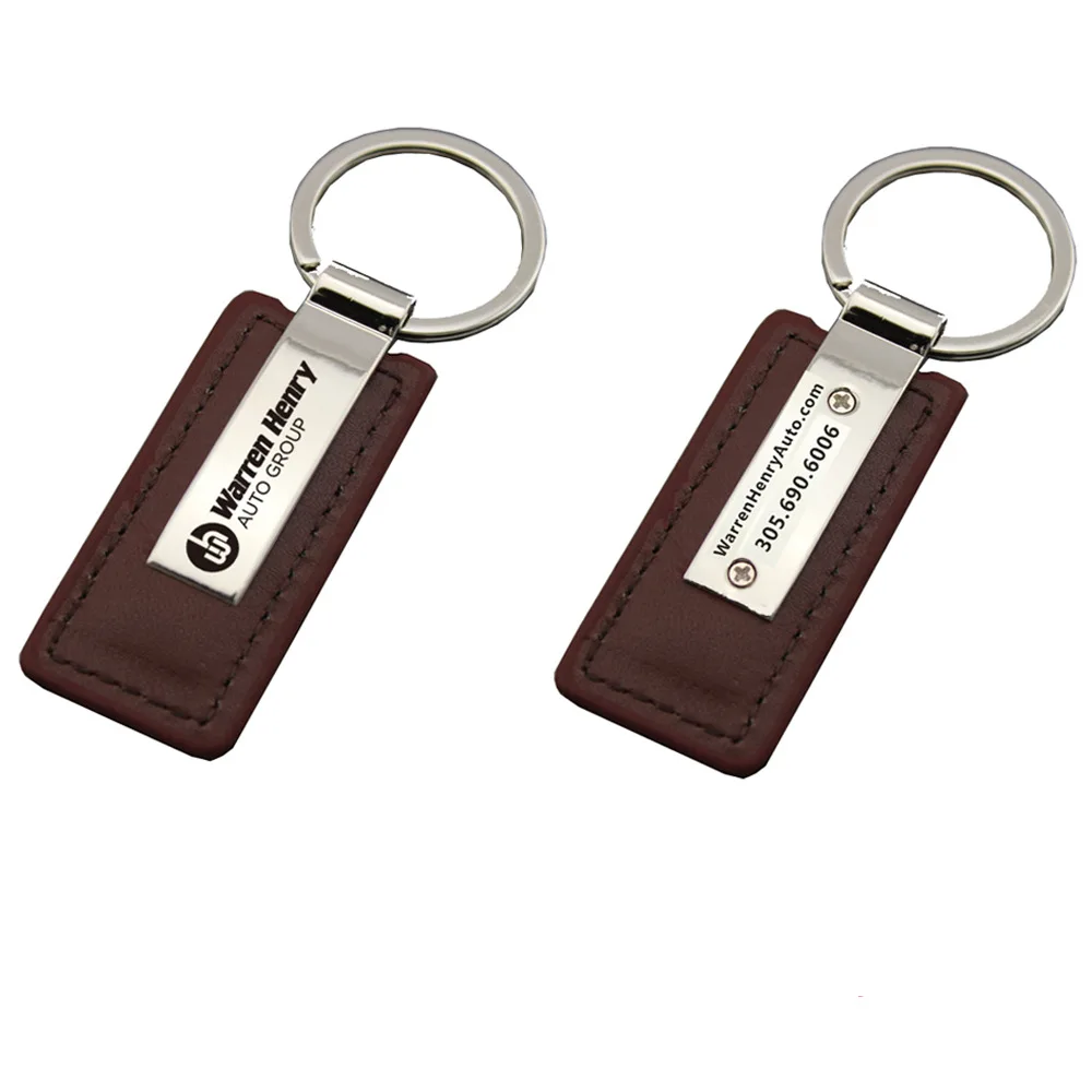 MY127 Personalized Metal Custom Logo Blank Luxury Pu Leather Car Keychain Car Leather Key Chain