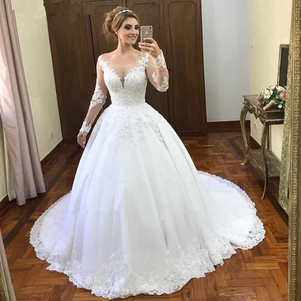 Beautiful Bride Lace Deep V Design Transparent Long Sleeves White Color Plus Size Women Wedding Dress Buy Wedding Dress Women Wedding Dress Long Sleeve Wedding Dresses Product On Alibaba Com