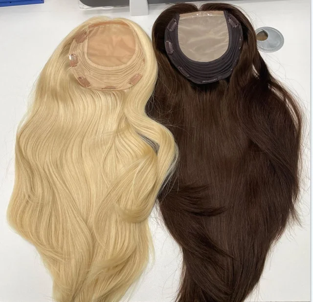 100% European Remy Hair silk base hair topper jewish wig topper double drawn full end full coverage wefted Topper