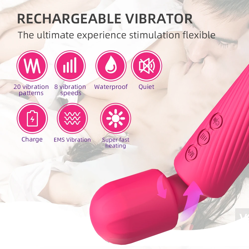 vibrating erotic massage New Powerful Erotic Massage Vibrating Clitoris Vibromasseur 8 Speeds 20  Vibration Heating Electric Shock Wand Vibrator for Women