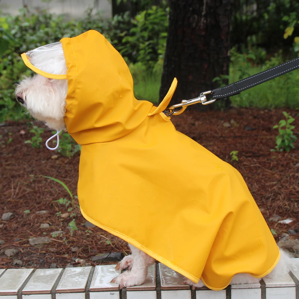 Dog Raincoats Belly Protection Adjustable Reflective Hooded Waterproof Portable Pet Jackets