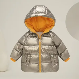 Girls' Children's Cotton-padded Zipper Hooded Down Coat with 90% Down Filling Warm Winter Coat Infant Clothes for Kids