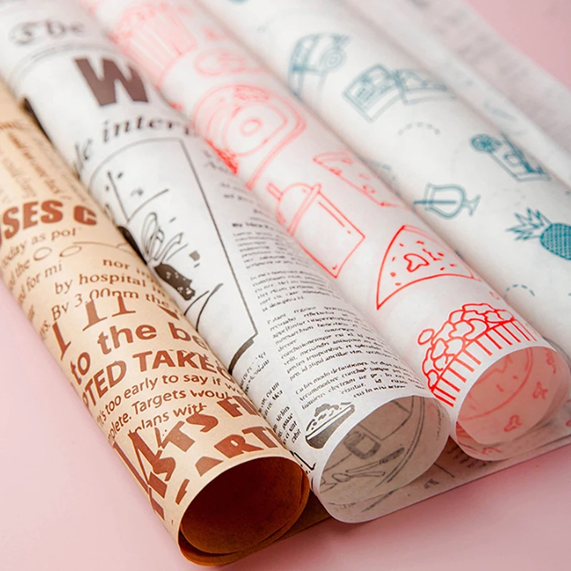 Recyclable Food Grade Colored Sandwich Hot Dog Greaseproof Paper Fast Food Burger Wrapping Paper Greaseproof Paper Roll manufacture