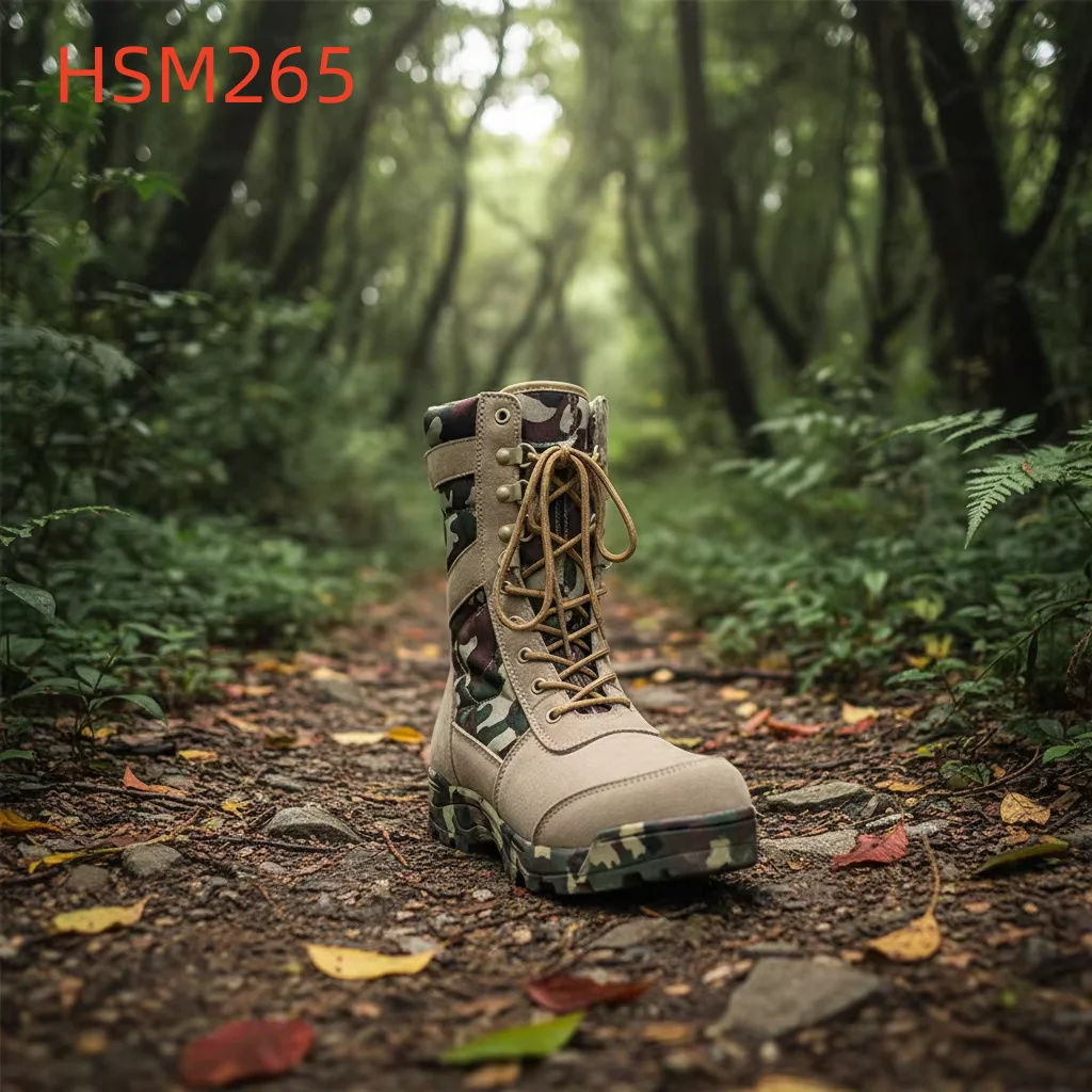 ZYF,Forest Exploration Easy Conceal Camouflage Tactical Boots Stitching Available Rubber Sole Marching Boots Whit Zipper HSM265