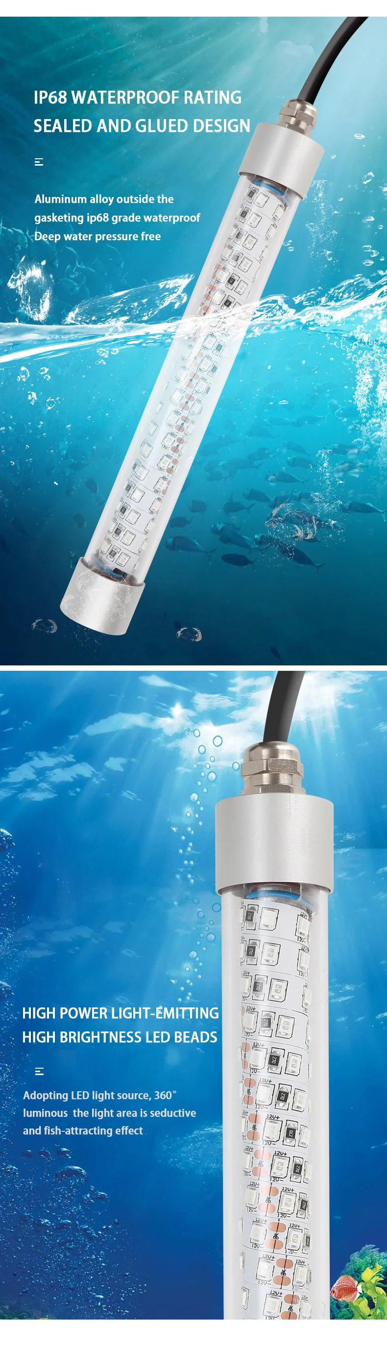 Led Underwater Green Fishing Light 40008500lm 50w /100w 12v Night