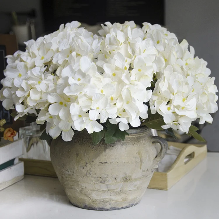 花ブーケ花瓶結婚式白い花人工6頭アジサイ Buy 絹の花 結婚式の花 アジサイ造花 Product On Alibaba Com