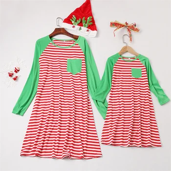 Christmas Mother Daughter Matching Dresses Family Set PlaidLong Sleeve Mom Baby Mommy and Me Clothes