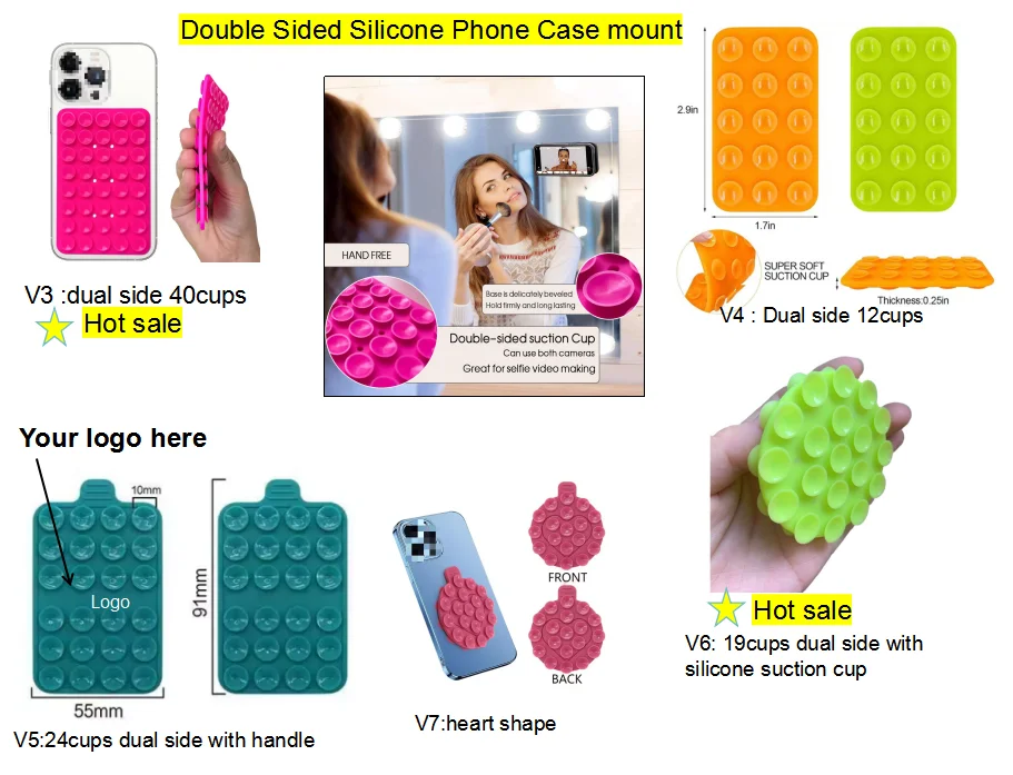 thumbnail image 2 of Universal Silicone Suction Phone Case Mount – Double-Sided Sticky Holder For Car Desk (Reusable) 2 of 3