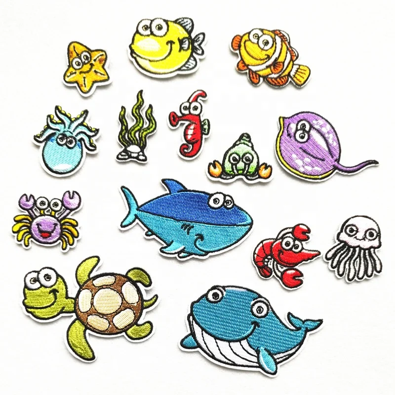sea animal cloth stickers cartoon fish