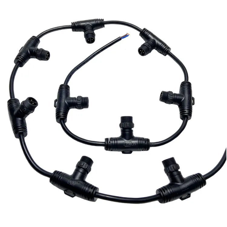 T Type Outdoor Landscape Light Power 2 Pin Male Female Ip67 T Connector Waterproof Cable Connector