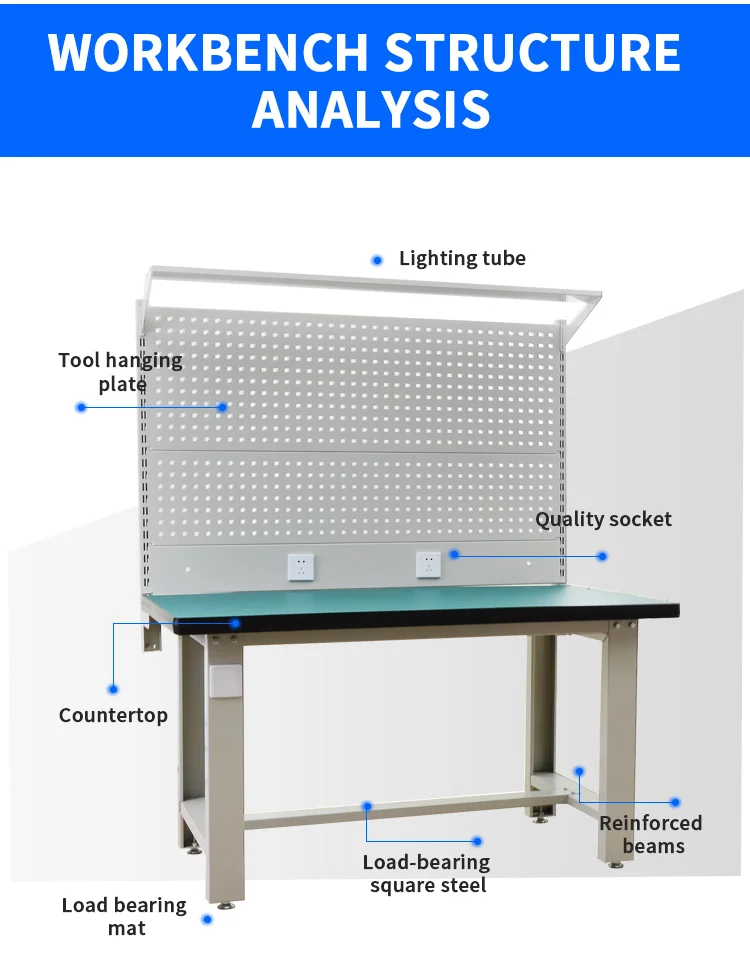 Hot Selling New Design Garage Storage Workbench for Workshop Steel Workbench Metal Cabinets manufacture