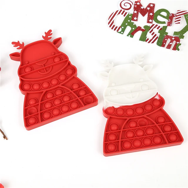 J318 оптовая продажа, силиконовая детская игрушка, носки для рождественской елки, снежинка, пузырьковая игрушка