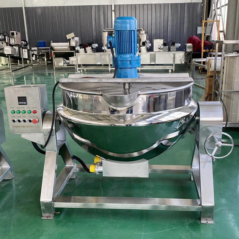100L 300L 500L Industrial Steam/gas/electric Jacketed Cooking Kettle Cooking Mixer Pot Jacket Kettle With Agitator