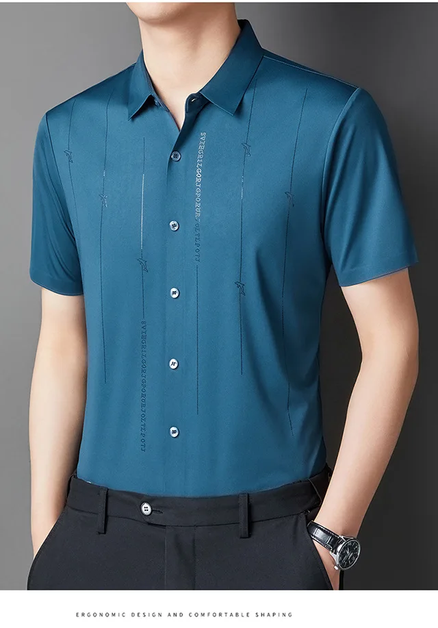 Liu Ming Custom Logo Wholesale Summer New Men Clothing Popular Short Sleeve Turn Down Collar Business Breathable T Shirts