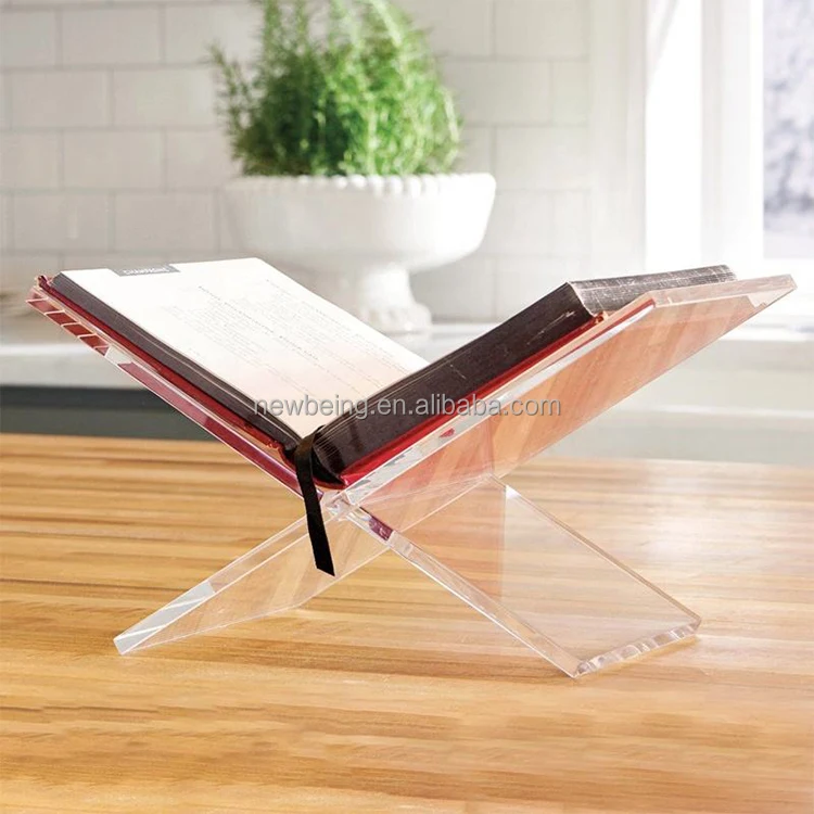 Folded Open Plexiglass And Acrylic Book Stand Holder Shelf Model
