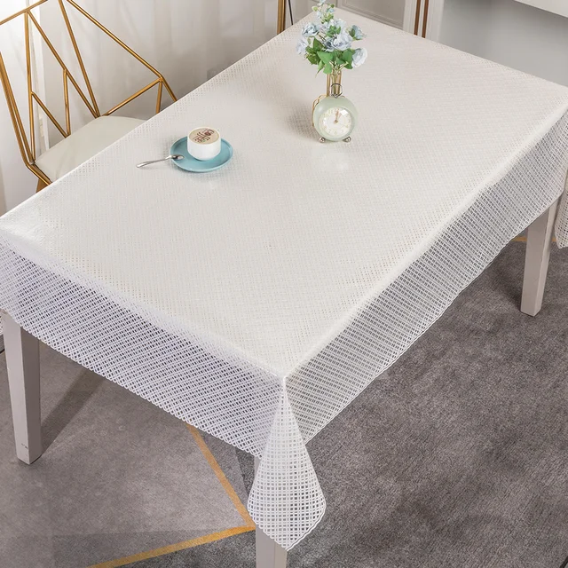 Hot Selling PVC Tablecloth Crystal Lace Gingham Wipeable Cover Readily Disposable Table Clothing